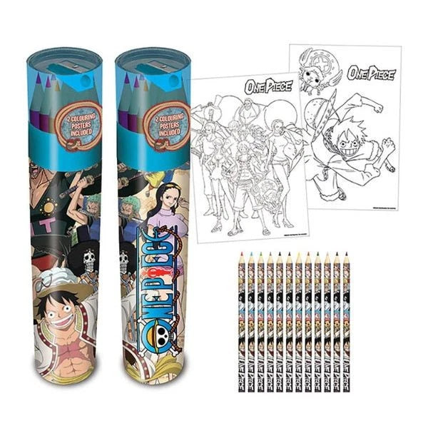 Set Matite Colorate One Piece con Disegni da Colorare