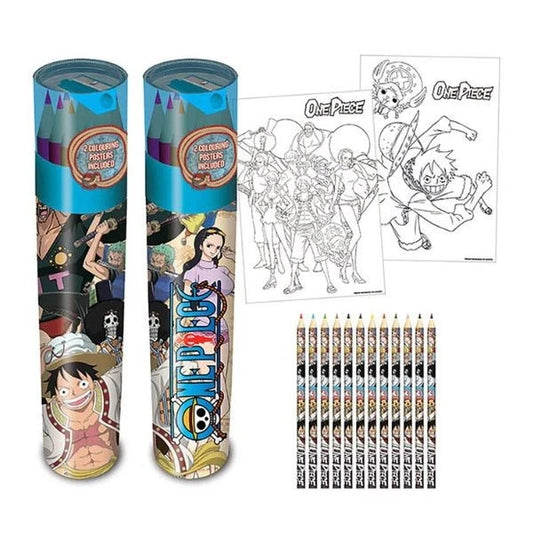 Set Matite Colorate One Piece con Disegni da Colorare